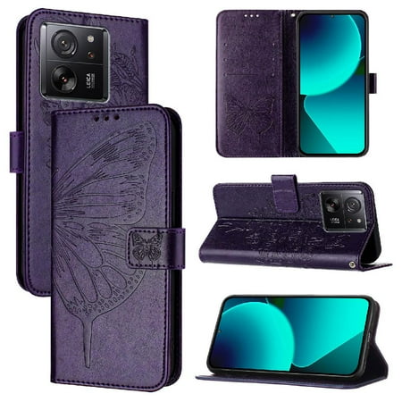 

Case for Xiaomi 13t 5g/13t Pro 5g Flip Cover Magnetic Premium Leather Embossing Butterfly