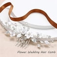 thumbnail image 4 of Bride Silver Wedding Hair Comb Flower Bridal Side Comb Sparkly Crystal Hair Piece Leaf Hair Accessorie for Women and Girls, 4 of 4