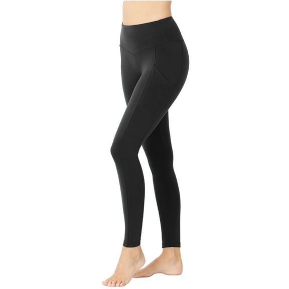 KOGMO Womens Active Workout Full Length Cotton Leggings with Pockets (S-XL)