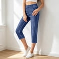 thumbnail image 2 of SOFTCCLO Capri Pants for Women Slim Washed Denim Trousers Slight Stretch 7/8 Length Casual Womens Pants Blue XXL, 2 of 5