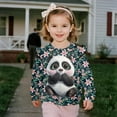 thumbnail image 3 of Yuyamidu Panda Sweatshirt Girls 4T 5T Cute Going Out Tops Crewneck Long Sleeve Ruffle Shoulder Pullover Tops Soft Lightweight Playwear Everyday Clothes for School Outdoor Play, 3 of 8
