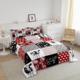 thumbnail image 3 of Milk Cow Comforter Set Farm Animals King Bedding Set,Western Cowboy Bull Cattle Down Comforter Rustic Flowers Duvet Set,Red Patchwork Buffalo Plaid Farmhouse Decor, 3 of 7