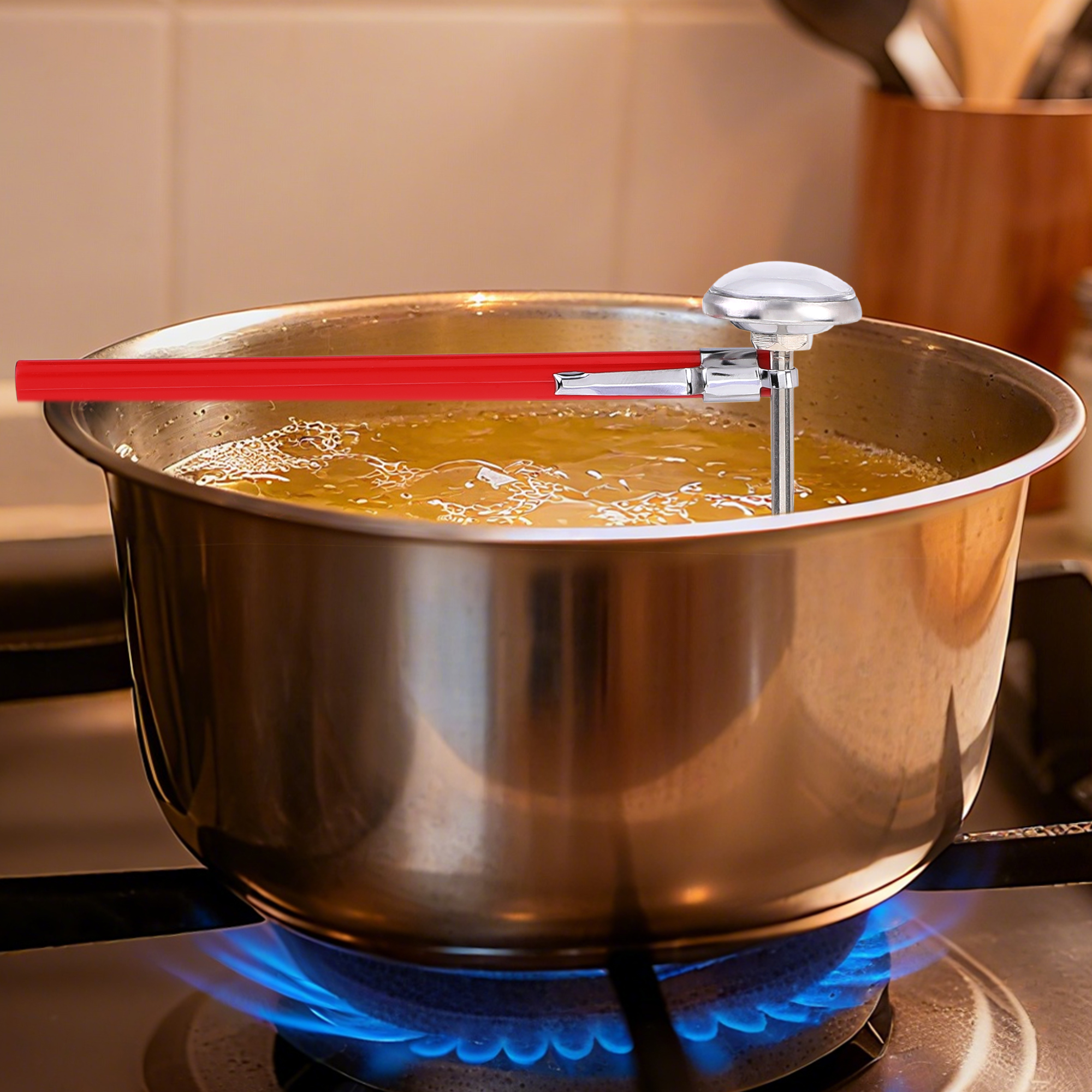 Unique Bargains Waterproof Cooking Thermometer for Home and Kitchen Red 5 Inch