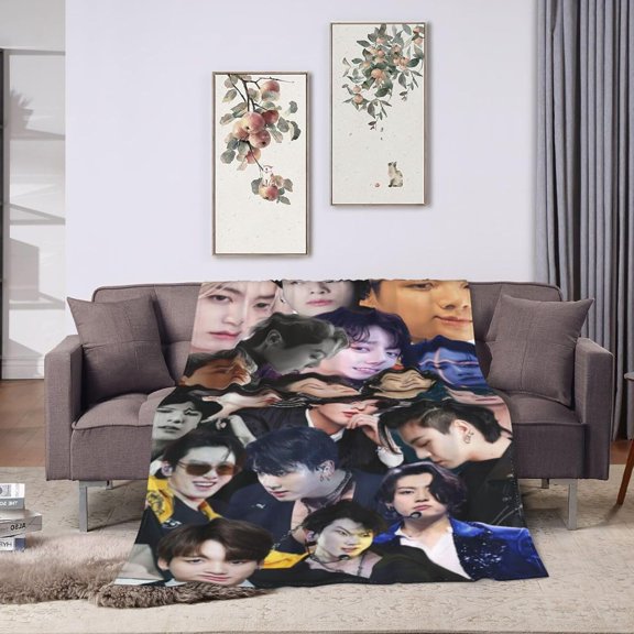 Blanket Jungkook Soft and Comfortable Wool Fleece Throw Blankets Gift for Home Decoration Sofa Office car Camping Yoga Travel Home Decoration Cozy Plush Beach