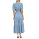thumbnail image 3 of Vestidos Maxi INSPIRE CHIC para mujer, con mangas abullonadas, botones, manga corta, escote en V, ceñido a la cintura, largo y fluido, vestido de verano XL azul, 3 of 6