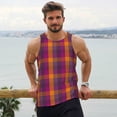 thumbnail image 6 of Zufioo Orange and Purple Plaid Print Men's Vest, Sleeveless Quick-drying Muscle T-shirt, Suitable for Sports Fitness, Home Leisure Wear-X-Large, 6 of 7