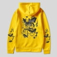 thumbnail image 3 of Womens Sweater Casual Butterfly Print Oversized Drop Shoulder Long Sleeve Hooded Fall Outwear,Yellow,2XL, 3 of 3
