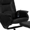 thumbnail image 3 of Massaging Black Leather Recliner with Deep Side Pockets and Ottoman, 3 of 9