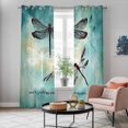 thumbnail image 5 of Turquoise Dragonfly Kitchen Curtains 84 Inch Length, Country Gradient Black Animals Grommet Top Bedroom Living Room Curtains, Light Filtering Cafe Curtain Drapes 2 Panels Set 84''x84'', 5 of 9
