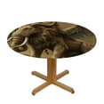 thumbnail image 3 of WYYP Waterproof Resistant Fabric Round Tablecloth - Majestic Lion Design White, 3 of 8