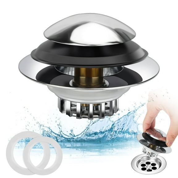 Universal Bathtub Drain Stopper, EEEkit 2 in 1 Pop-up Copper Tub Drain Stopper