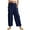 Navy Blue, variant on SOMER Linen Pants for Women Wide Leg Palazzo Trousers Loose Fit Pleated Flowy Pants with Pockets Elastic Waist Casual Harem Travel Dressy Pants Summer Fall Green (Available in Plus Size)