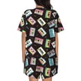 thumbnail image 6 of Fuzoiu Colorful Retro Tape Print Women's Short-Sleeved Pajama Set,Lounge Sleepwear Set,Womens Pajama Sets 2 Piece,Button-Up Top and Shorts with Pockets-3X-Large, 6 of 7