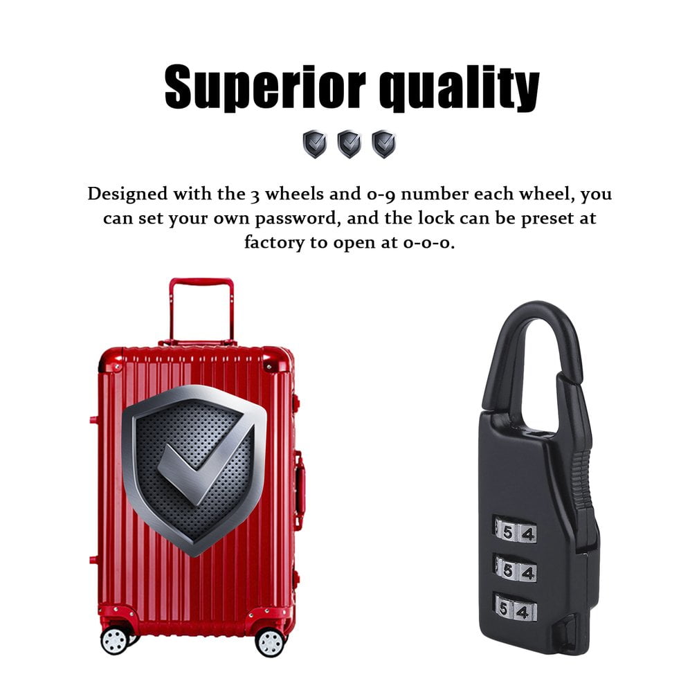 Security 3 Combination Travel Suitcase Luggage Bag Code Lock Zipper