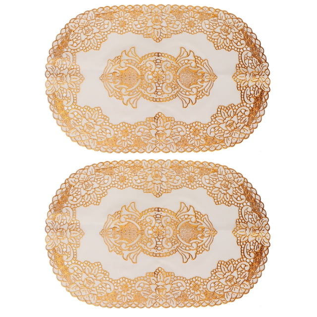 Mantel individual, tapete de mesa de PVC de 2 piezas, tapete de mesa con adorno de boda, solución innovadora Jadeshay A