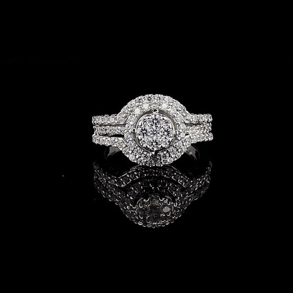 Round Shape Composite Lab Grown Diamond Women Bridal Ring in Sterling Silver | | White Gold Plated