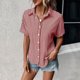 thumbnail image 4 of Camiseta de algodón de manga corta con cuello vuelto a rayas informal con estilo para mujer OAVQHLG3B Store  lin121212, 4 of 5