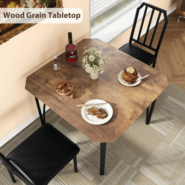 Kojooin Ensemble de Table à Manger pour 2, Table et Chaises de Cuisine avec Design de Chanfrein, Ensemble de Salle à Manger 3 Pcs avec Coussins pour Petits Espaces, Cuisine Maison, Appartement