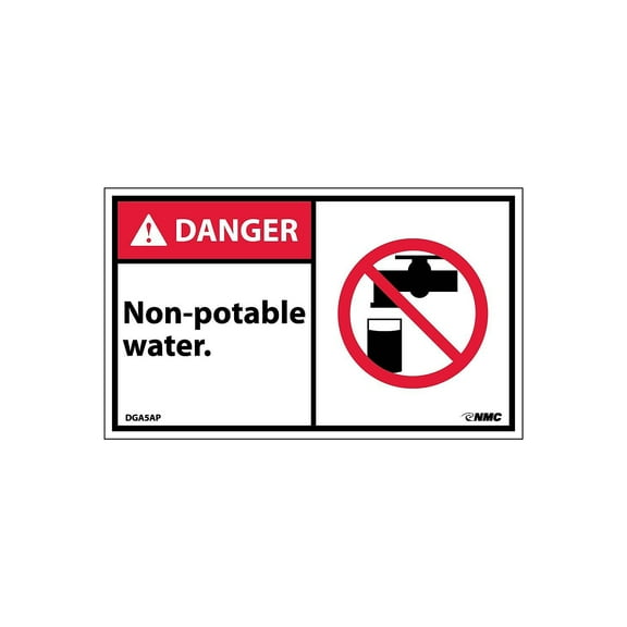 National Marker Danger Labels; Non-Potable Water (Graphic) 3" x 5" Adhesive Vinyl 5/Pack DGA5AP