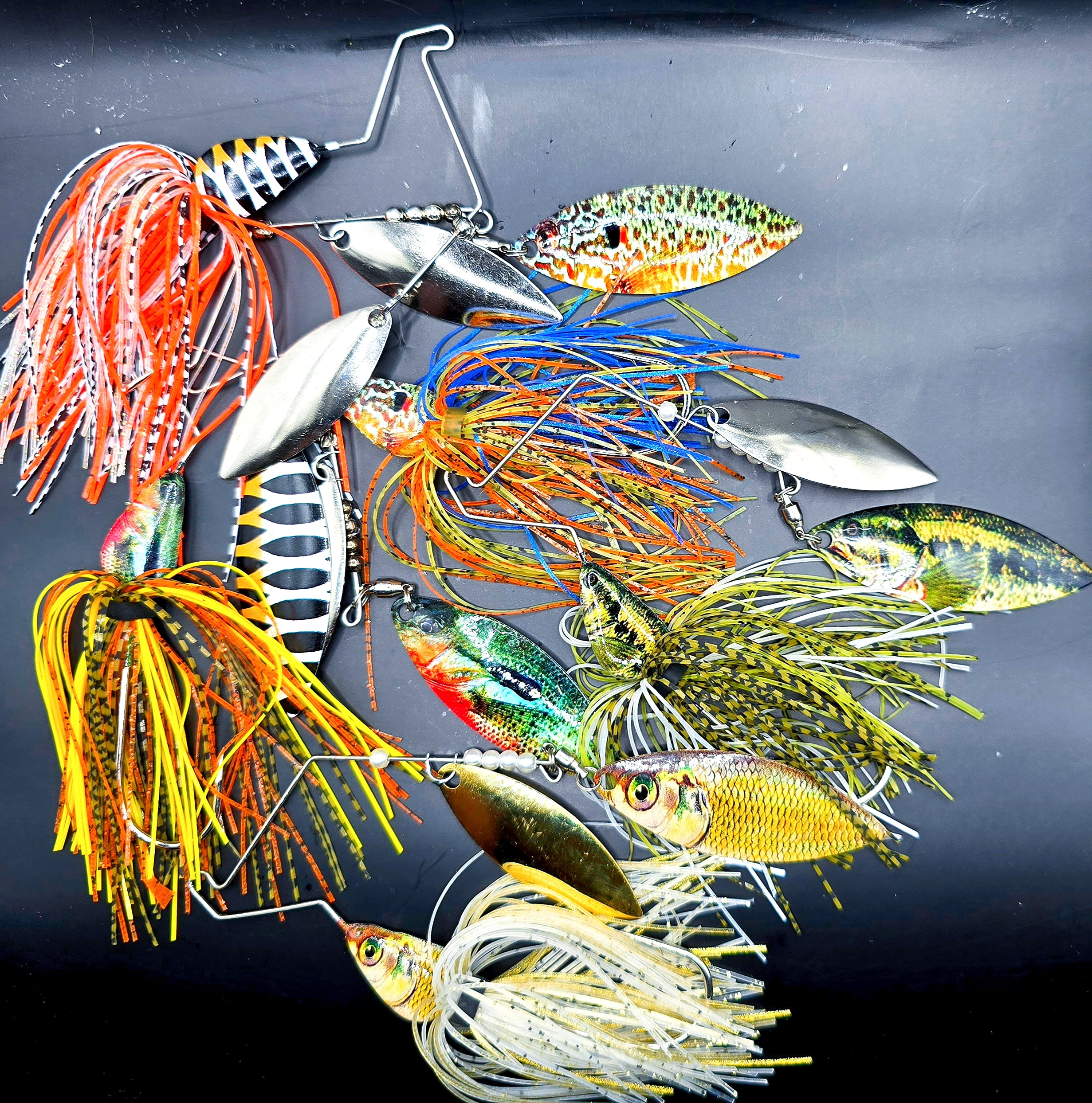 Shakin’ Shad 1/2 oz Black Blue Bladed Jig / Colorado Spinner Blade Hybrid for Vibration & Flash / Weedless Bass Fishing Lure Cuts Through Grass / Scented Durable Jig / Game Changer Baits