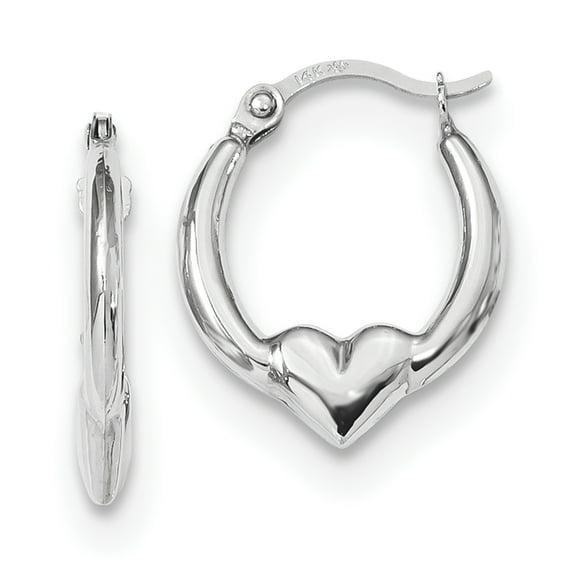 Primal Gold 14 Karat White Gold Heart Hoop Earrings