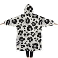 thumbnail image 2 of Oversized Wearable Blanket Hoodie,Black and White Leopard Pattern Sherpa Blanket Hoodie with Super Pockets,Super Warm Fuzzy Pullover for Women & Men, 2 of 6