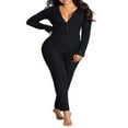 thumbnail image 2 of Women Butt Flap Pajamas Button-Down Front Buttoned Flap Adults Jumpsuit One Piece Sleepwear, 2 of 3