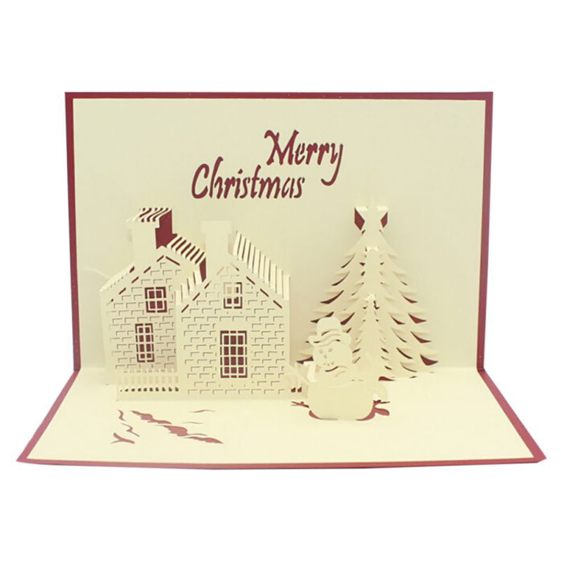 1 X Musical Christmas Cards 3D play Xmas jingles when Open Red LED 20cmX14cm 