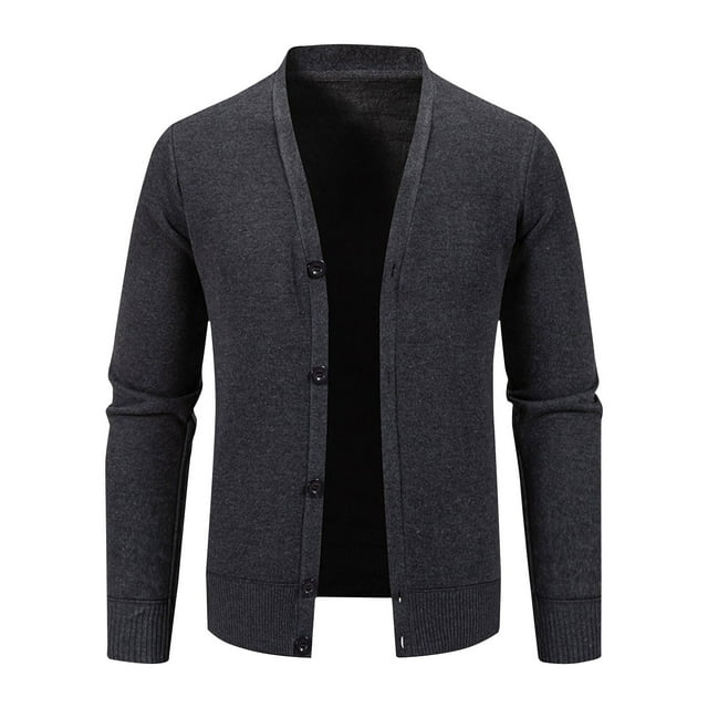 Cameland Cardigan pour Hommes Couleur Unie Design Texturé Veste en Tricot à Boutons
