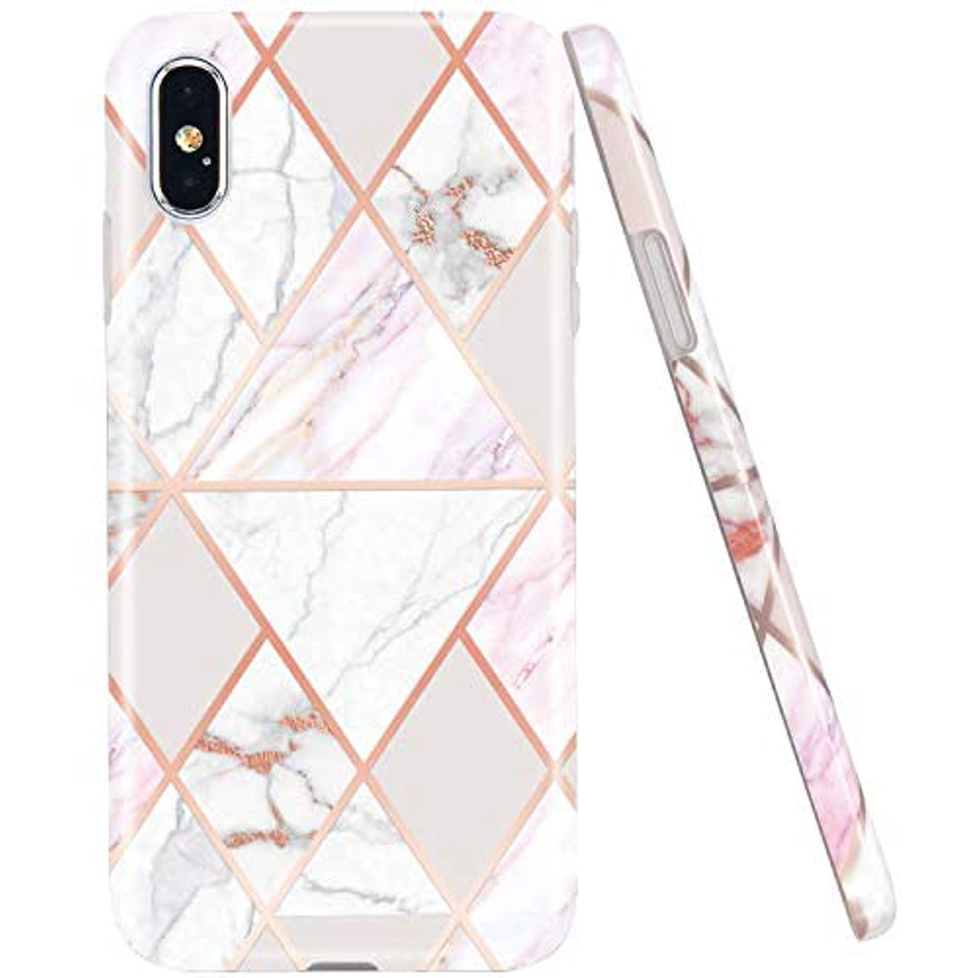 Jaholan Compatible Iphone X Case Iphone Xs Shiny Rose Gold Geometric Pink Marble Design Clear Bumper Glossy Tpu Soft Walmart Canada
