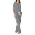 thumbnail image 7 of 2 Piece Fall Outfits Womens Sweatsuits Loose Lounge Casual Long Sleeve Top and Wide Leg Pant Sets with Pockets (S, Gray), 7 of 7