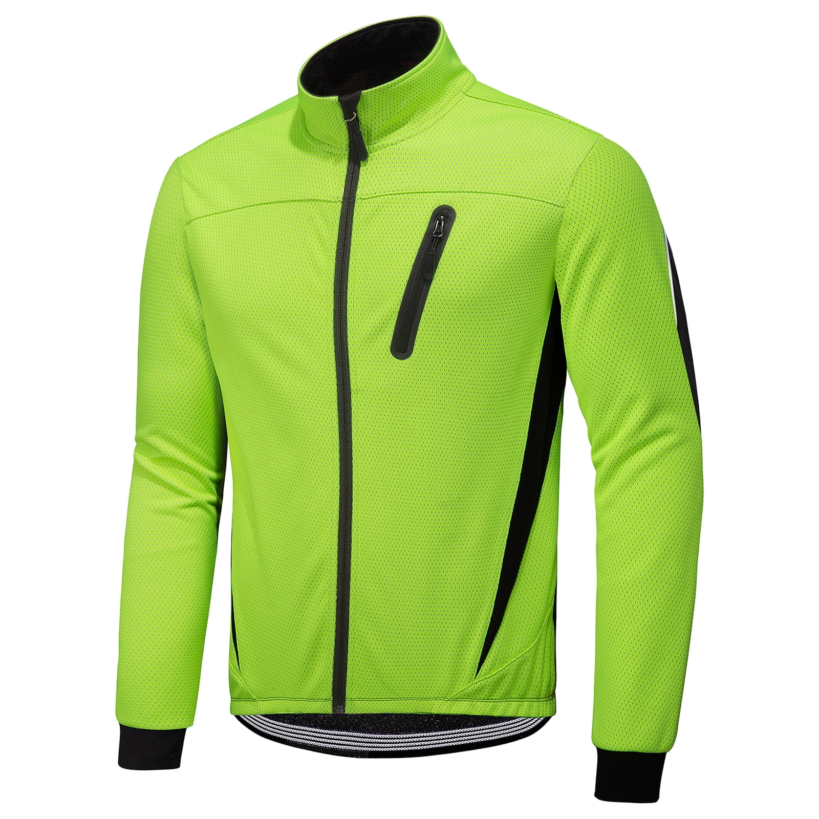 Lifcasual Winter Men Cycling Jacket Waterproof Windproof Thermal Fleece Jacket Coat Bicycle Running Riding Jacket Green L