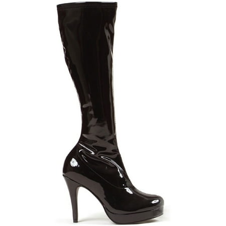 4 Inch High Heel Knee Boot Mini Platform Sexy Costume Footwear Black