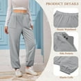 thumbnail image 3 of TEMOFON Sweatpants Casual Joggers Straight Leg Loose Womens Pants High Waisted Gray Pant with Elastic Waistband M, 3 of 8