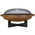 thumbnail image 1 of Real Flame la Porte 37" Rond Bois Brûlant Foyer en Acier en Brun Rouille, 1 of 11