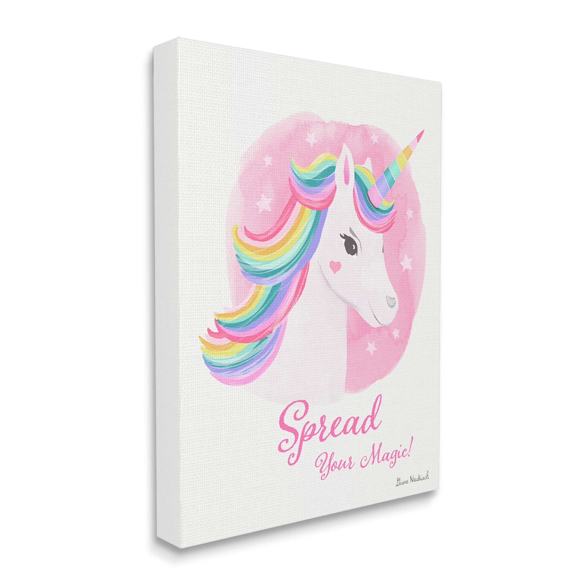 Stupell Industries Spread Your Magic Fantasy Rainbow Unicorn Mane Graphic Art Gallery Wrapped Canvas Print Wall Art, Design by Diane Neukirch