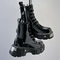 thumbnail image 6 of Men's Black Platform Combat Boots - Gothic Ankle Booties with Lug Sole, Lace-Up & Side Zip, 6 of 13