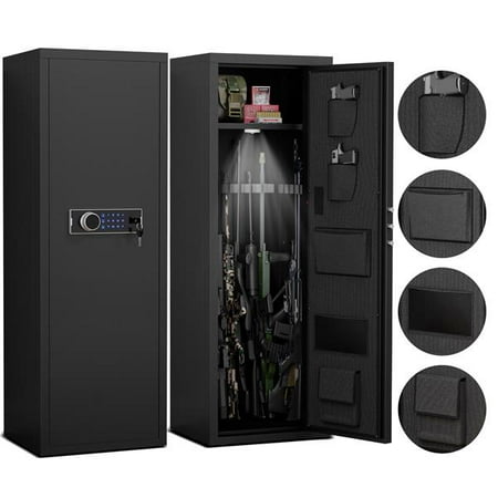 imerelez Large 4-5 Gun Black Cabinet with Electronic Password Keypad Lock - Heavy Duty Metal Rifle Security Safe Locker (Unassembled)