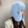 thumbnail image 4 of absanyy Women's Faux Fur Trapper Hat with Ear Flaps - Light Blue, Free Size - Warm Winter Hat, Cruelty-Free Vintage Style, 4 of 4