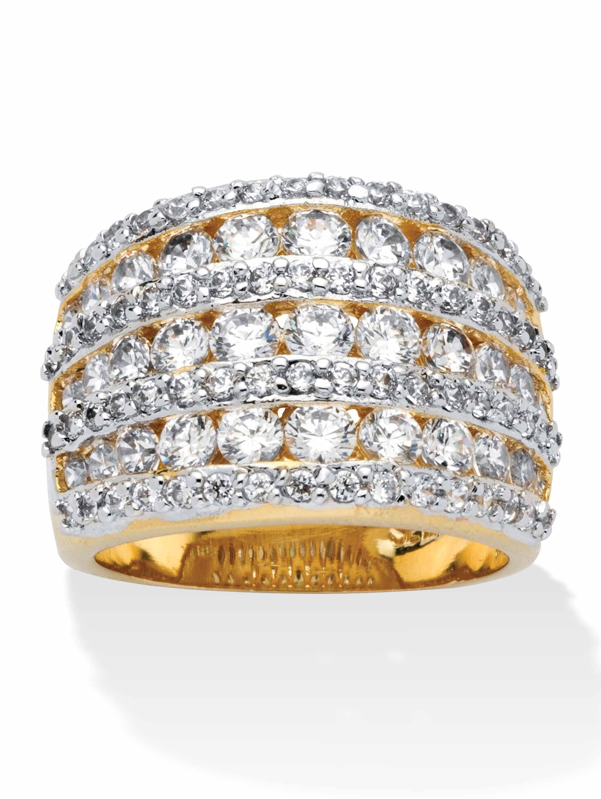 PalmBeach Jewelry 4.12 TCW Princess-Cut and Round Cubic Zirconia