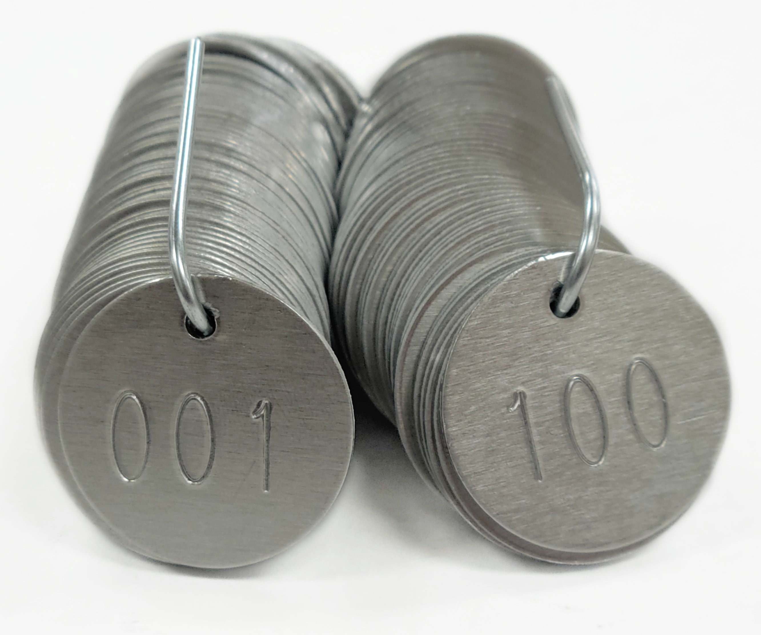 1.25" Round Aluminum Tags Numbered 001 - 1,000 (Pack of 1,000 Tags)