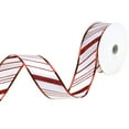 thumbnail image 3 of Glittered Christmas Diagonal Stripes Wired Ribbon, 1-1/2-Inch, 10-Yard - White/Red, 3 of 3