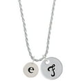 thumbnail image 1 of Delight Jewelry Silvertone Disc 1/2'' Initial - e - Silvertone Script Initial Disc - F - Charm Necklace, 20"+3", 1 of 4