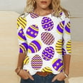 thumbnail image 2 of Midsumdr Womens Tops Casual Easter Colored Eggs Printed Outdoor Daily T Shirt Vacation 3/4 Sleeve Crew Neck Spring Summer Blouse Tops, 2 of 5