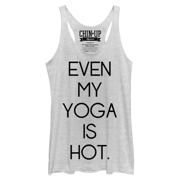 Women's CHIN UP Hot Yoga  Racerback Tank Top White Heather X Large