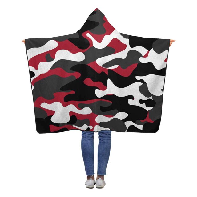 HATIART Rouge Blanc Camo Jeter Couverture à Capuchon 50x60 Pouces Enfants Filles Garçons Bambin Couvertures avec Capuche