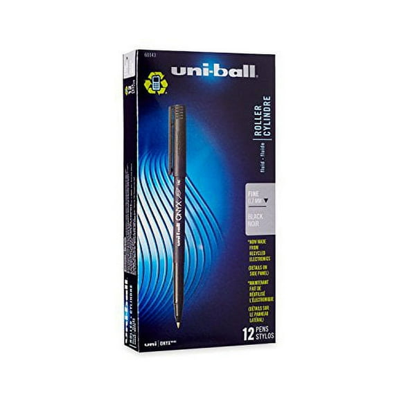 uni-ball ONYX Rollerball Pen, Fine Point (0.7mm), Black, 12 Count