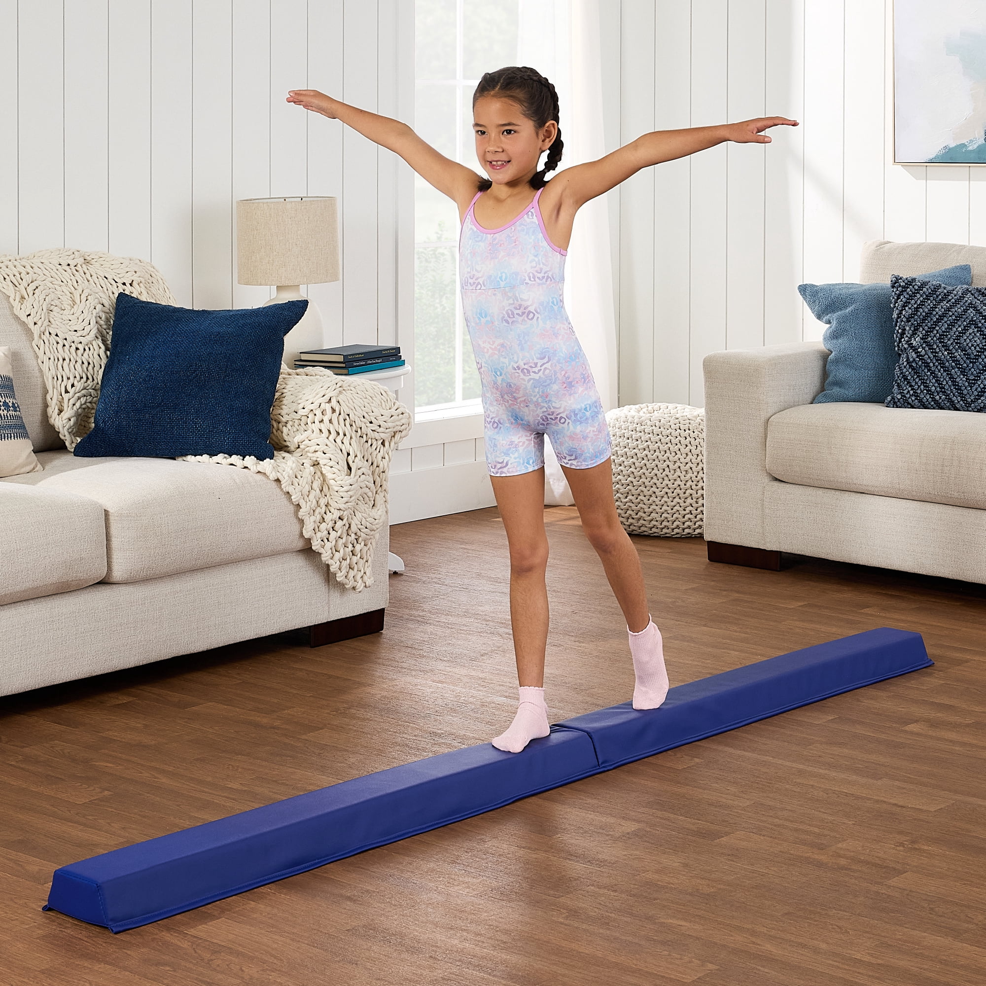 Best Choice Products 8ft Folding Floor Balance Beam 2-Panel for Gymnastics Practice Exercise Royal Blue - Blue