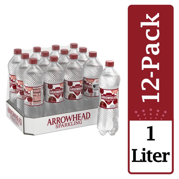 Arrowhead Sparkling Water, Black Cherry, 33.8 oz. Bottles (Pack of 12