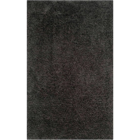 SAFAVIEH Supreme Charlton Solid Plush Polyester Shag Area Rug, Dark Grey, 4' x 6'